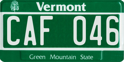 VT license plate CAF046