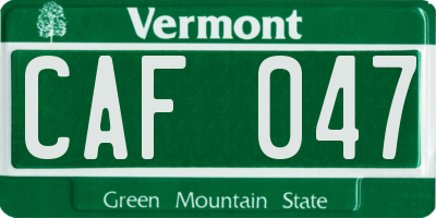 VT license plate CAF047