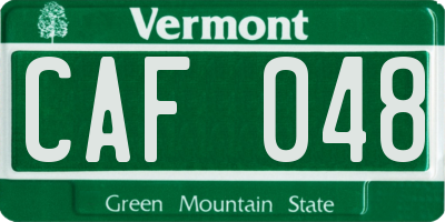 VT license plate CAF048