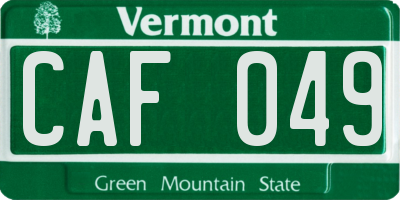 VT license plate CAF049