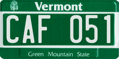 VT license plate CAF051