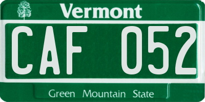VT license plate CAF052