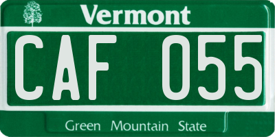VT license plate CAF055