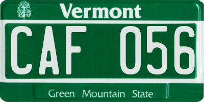 VT license plate CAF056