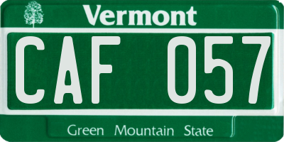 VT license plate CAF057
