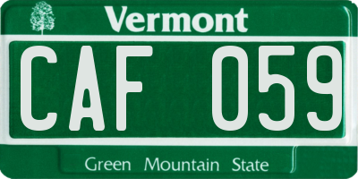 VT license plate CAF059