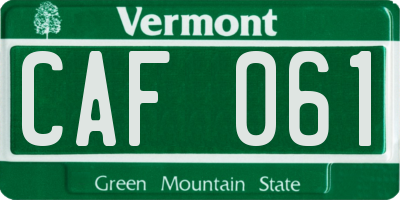 VT license plate CAF061