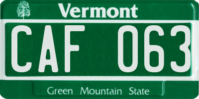VT license plate CAF063