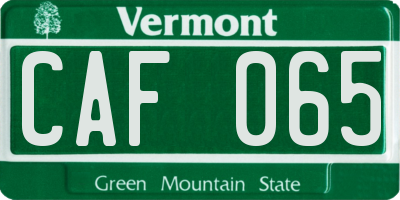 VT license plate CAF065