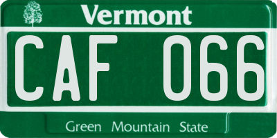 VT license plate CAF066