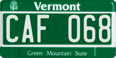 VT license plate CAF068