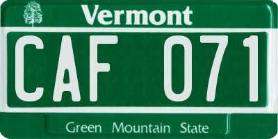 VT license plate CAF071