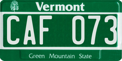 VT license plate CAF073