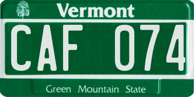 VT license plate CAF074