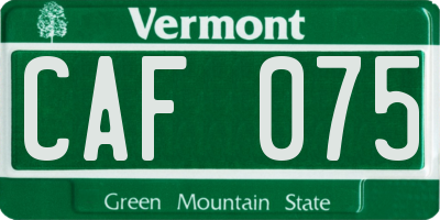 VT license plate CAF075