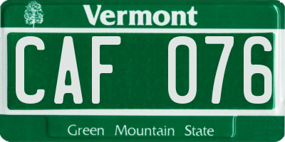 VT license plate CAF076