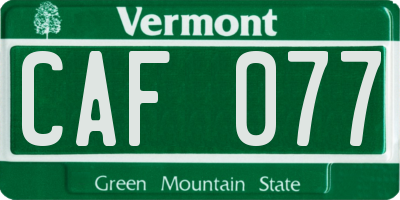 VT license plate CAF077
