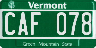 VT license plate CAF078