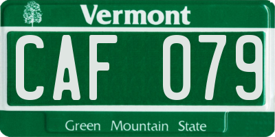 VT license plate CAF079