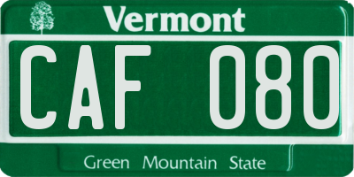 VT license plate CAF080