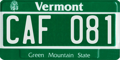 VT license plate CAF081