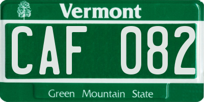 VT license plate CAF082