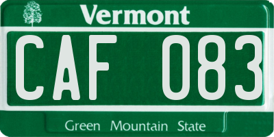 VT license plate CAF083