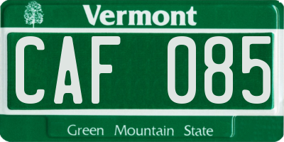 VT license plate CAF085