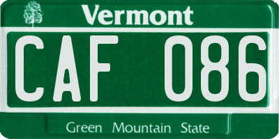 VT license plate CAF086