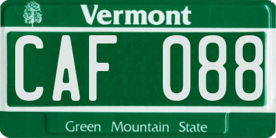 VT license plate CAF088