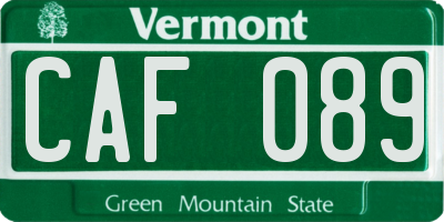 VT license plate CAF089