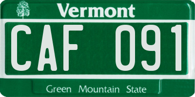 VT license plate CAF091