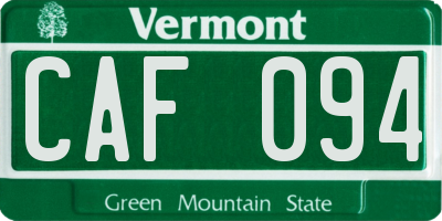 VT license plate CAF094