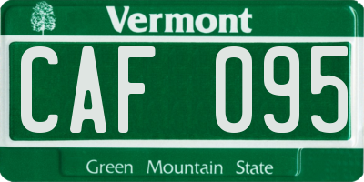 VT license plate CAF095