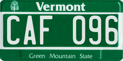 VT license plate CAF096