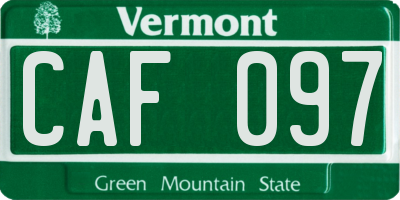 VT license plate CAF097