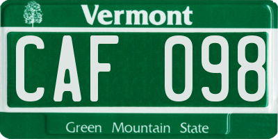 VT license plate CAF098