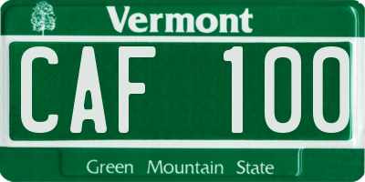 VT license plate CAF100