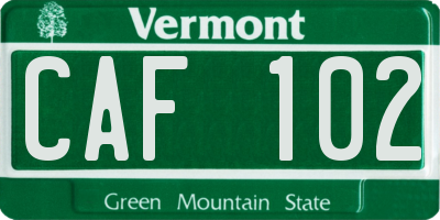 VT license plate CAF102