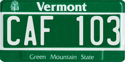 VT license plate CAF103