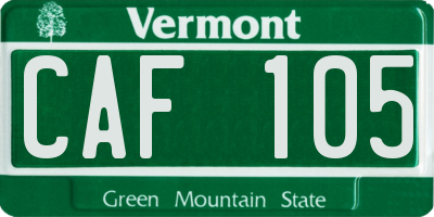 VT license plate CAF105