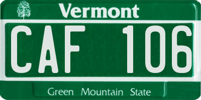 VT license plate CAF106