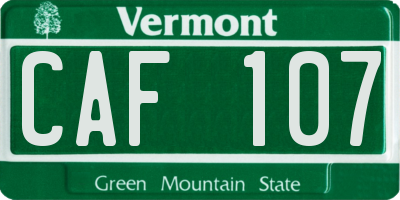 VT license plate CAF107