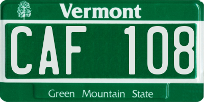 VT license plate CAF108