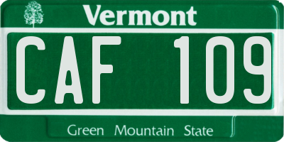 VT license plate CAF109