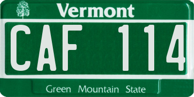 VT license plate CAF114
