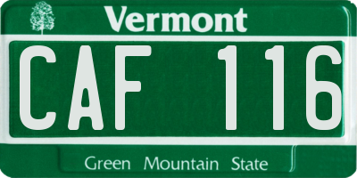 VT license plate CAF116