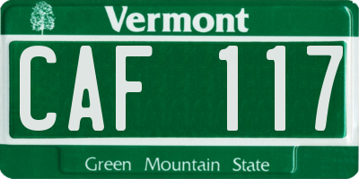 VT license plate CAF117