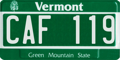 VT license plate CAF119