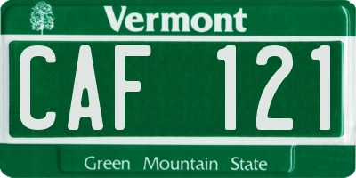 VT license plate CAF121